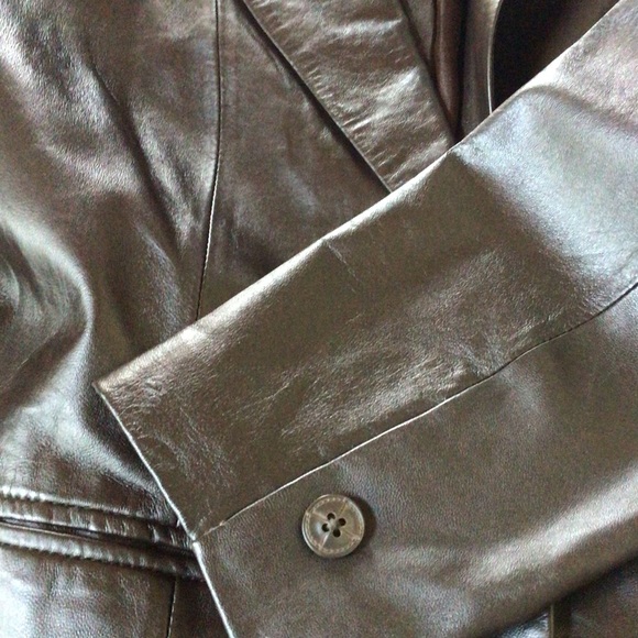 Denim&Co deep chocolate leather Jacket, medium - Picture 4 of 6